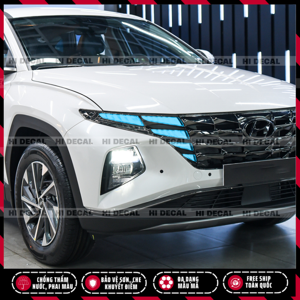 Decal dán đèn Tucson 2022 - 2024, Tem trang trí cao cấp chống thấm nước, chống bay màu, chịu nhiệt tốt