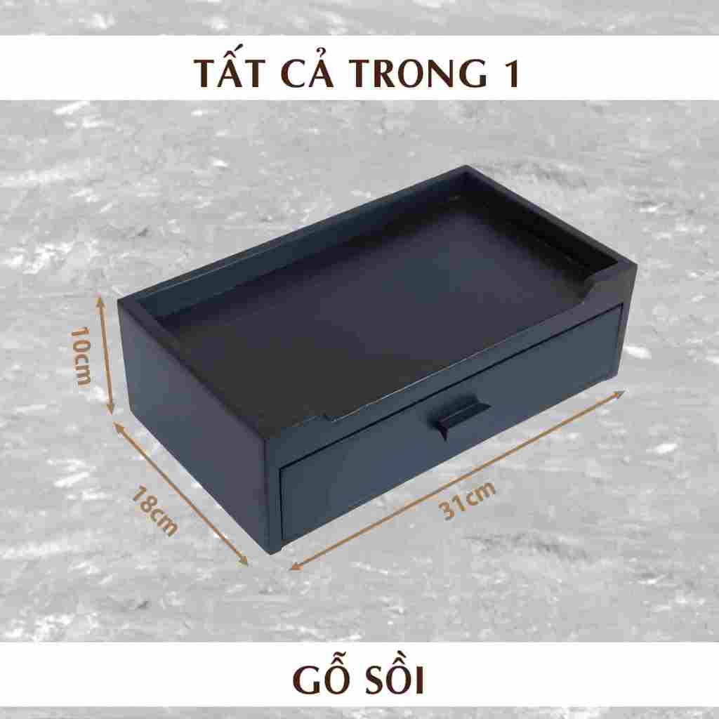 Hộp đựng đũa thìa bằng gỗ màu đen cao cấp ki1hc thước lớn NHATVYWOOD