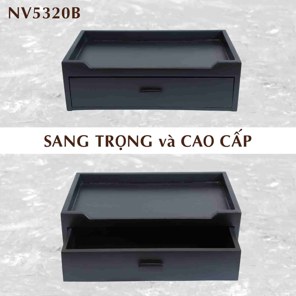 Hộp đựng đũa thìa bằng gỗ màu đen cao cấp ki1hc thước lớn NHATVYWOOD