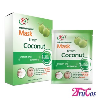 Mặt nạ dừa Coki Mask from Coconut Smooth and Whitening 35grx10M (100% nước dừa tươi lên men) 2Trucos