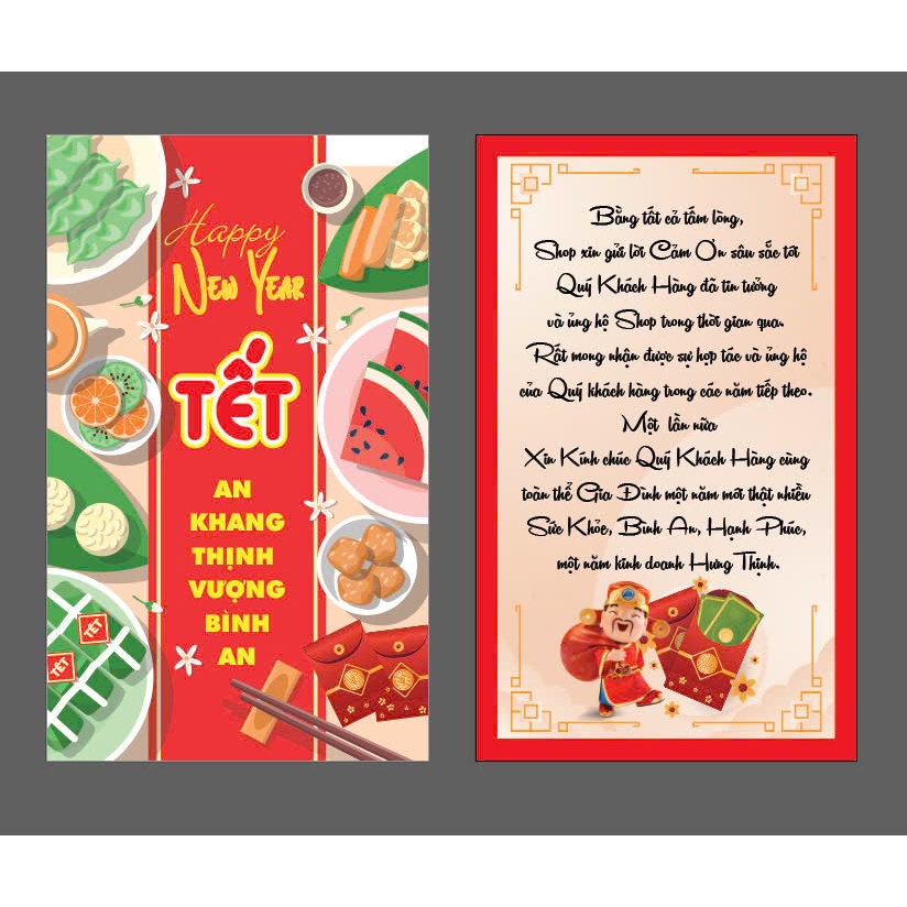 Set 50 card cám ơn TẾT, thiệp cảm ơn tết, Thank you card happy new year