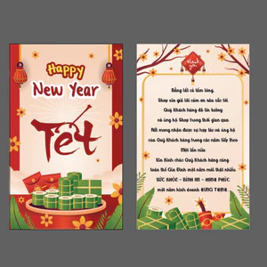 Set 50 card cám ơn TẾT, thiệp cảm ơn tết, Thank you card happy new year