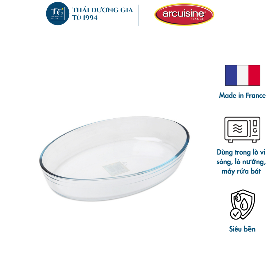 Khay nướng nồi chiên không dầu bầu dục thủy tinh cao cấp Pháp Arcuisine các cỡ | Thái Dương Gia