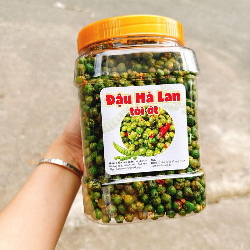 ĐẬU HÀ LAN TỎI ỚT loại ngon - HỘP 800GR