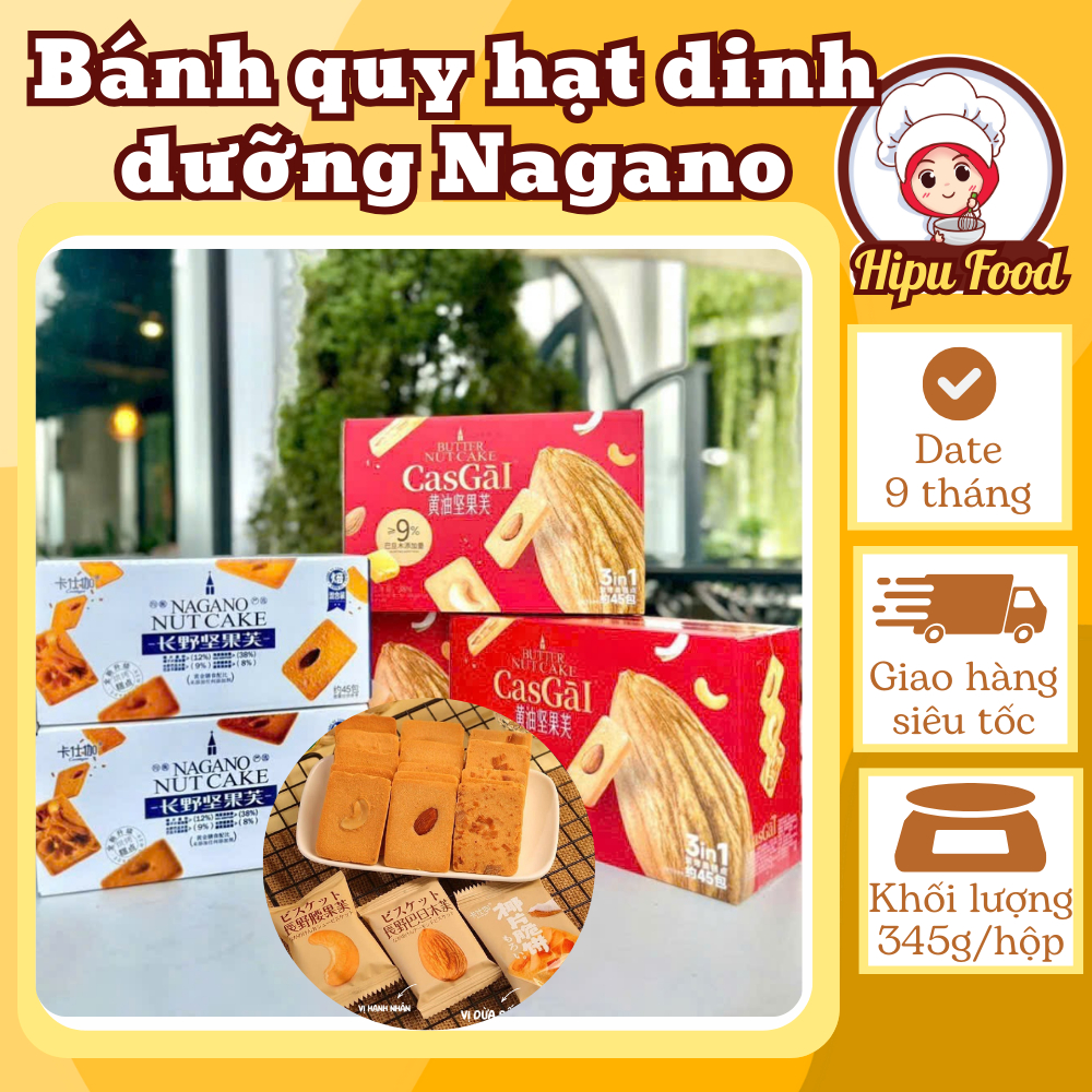 [Hộp đỏ Tết] Hộp 45 gói bánh quy giòn hạt dinh dưỡng Nagano Nut Cake ...