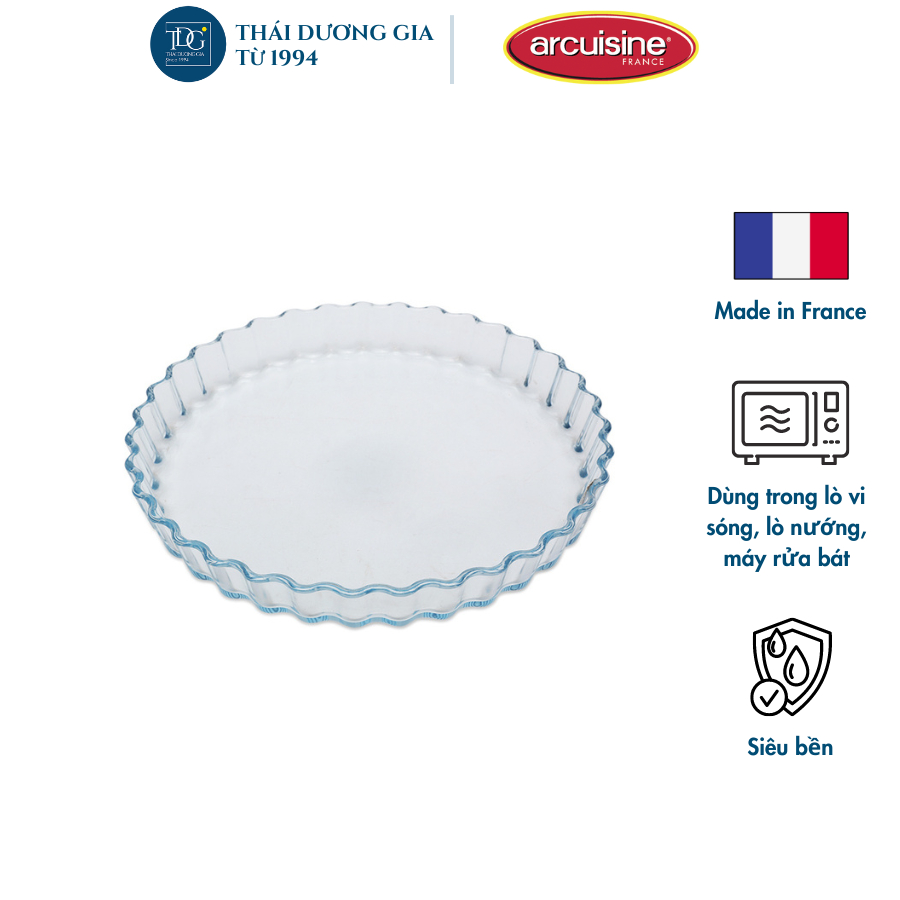 Khay nướng nồi chiên không dầu, lò vi sóng 27cm thủy tinh cao cấp Pháp Arcuisine 1016 Thái Dương Gia