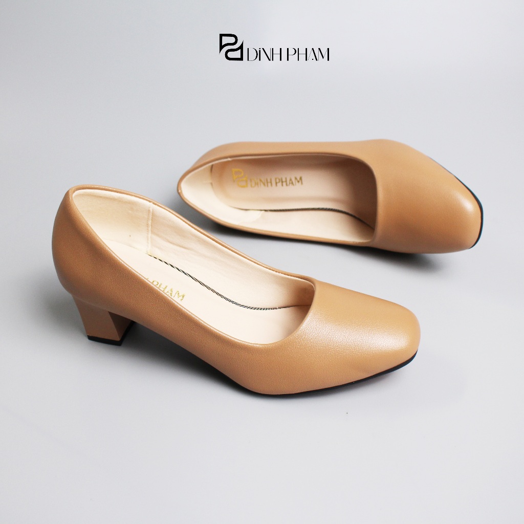 [SALE] Giày mũi vuông cao 5 phân màu kem công sở