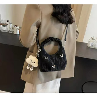 Túi Xách Nữ Đeo Chéo Quai Nhúm Da Nhung Hoạ Tiết Cánh Bướm NQ05