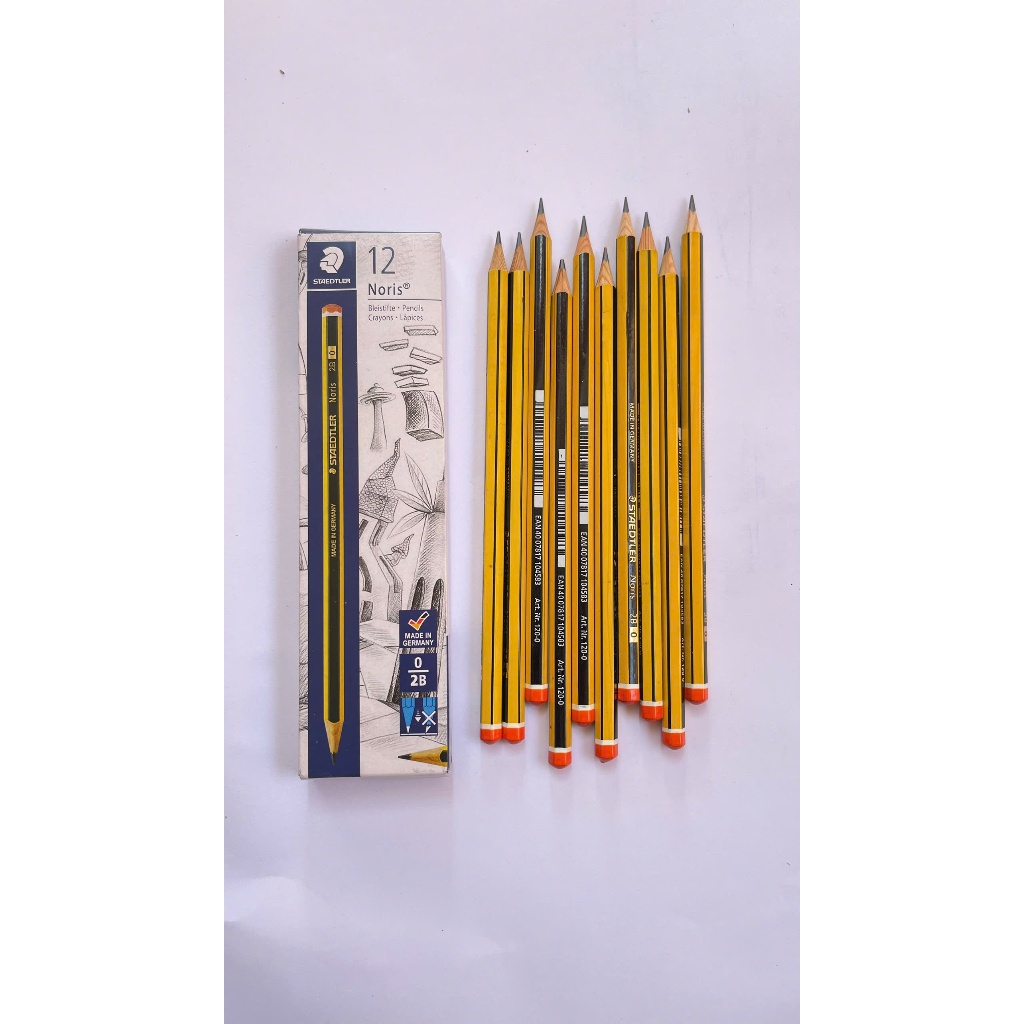 Hộp 12 bút chì Đức 2B Staedtler Noris cao cấp tặng kèm gọt chì chuyên dùng cho học sinh, sinh viên và văn phòng