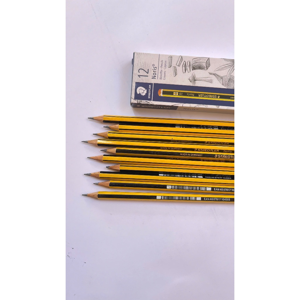 Hộp 12 bút chì Đức 2B Staedtler Noris cao cấp tặng kèm gọt chì chuyên dùng cho học sinh, sinh viên và văn phòng