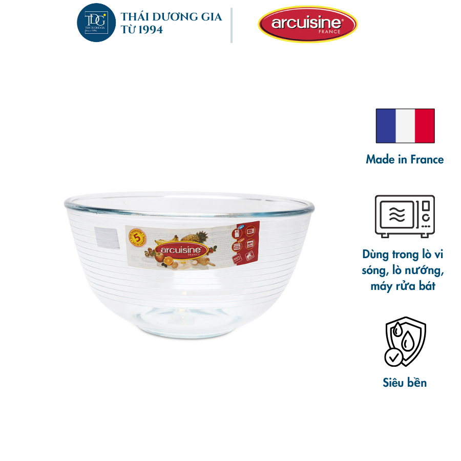 Âu, bát trộn salad 21cm thủy tinh chịu nhiệt sản xuất tại Pháp Aderia H-3764