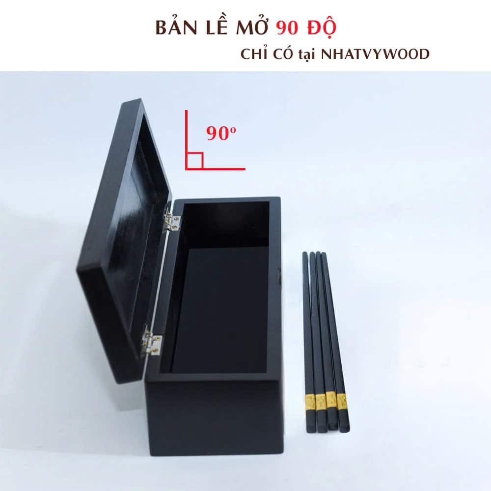 Hộp đựng đũa muỗng có nắp đậy bằng gỗ màu đen nhỏ gọn, Hộp đũa gỗ nhà hàng khách sạn NV5309B