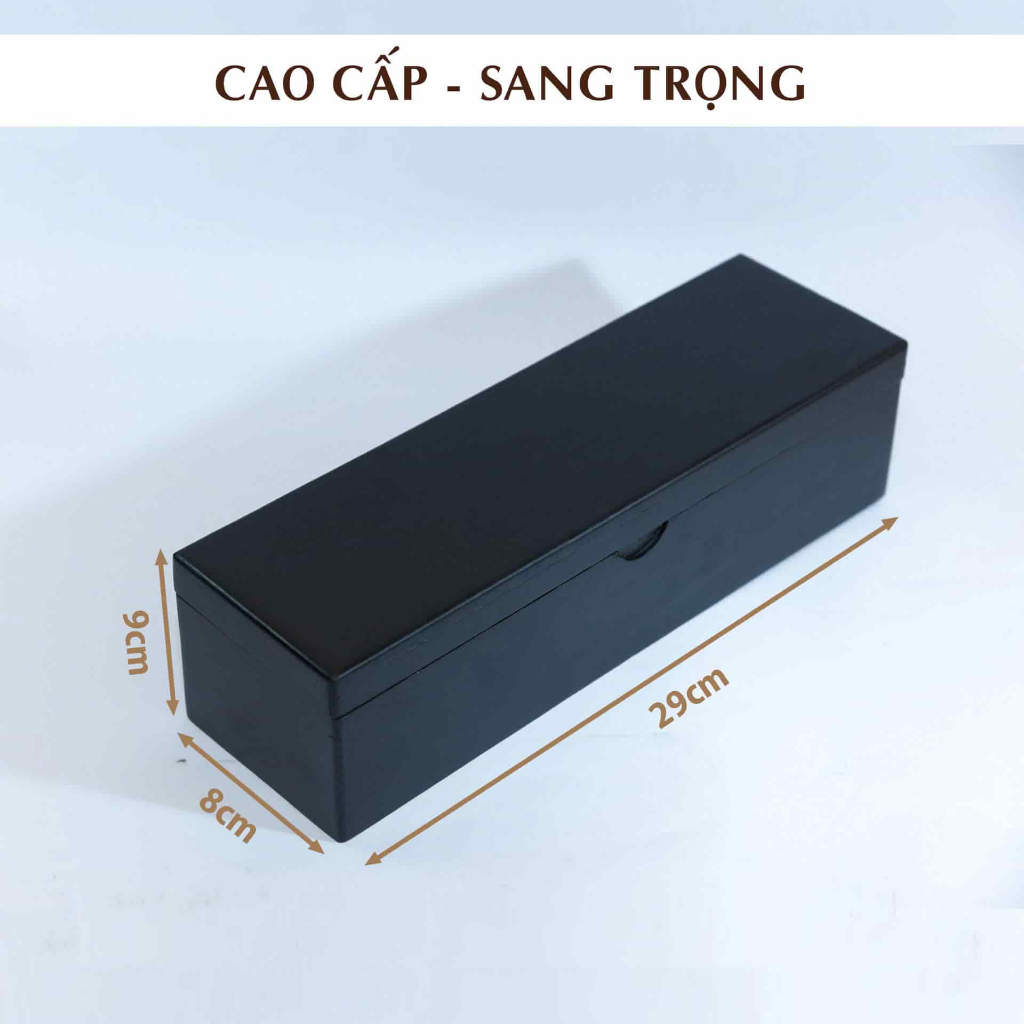 Hộp đựng đũa muỗng có nắp đậy bằng gỗ màu đen nhỏ gọn, Hộp đũa gỗ nhà hàng khách sạn NV5309B