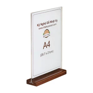 Standee để bàn, Menu mica đế gỗ cao cấp NHATVYWOOD A4-NV4102
