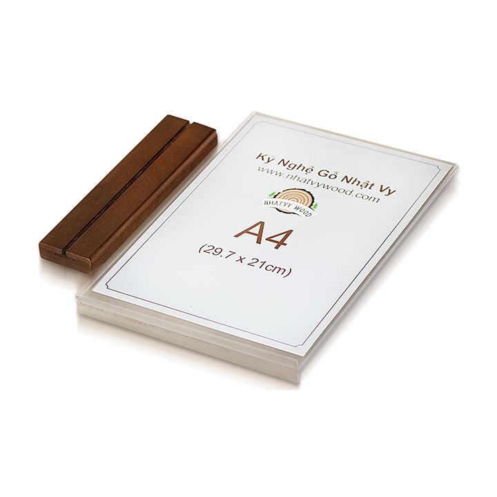 Standee để bàn, Menu mica đế gỗ cao cấp NHATVYWOOD A4-NV4102