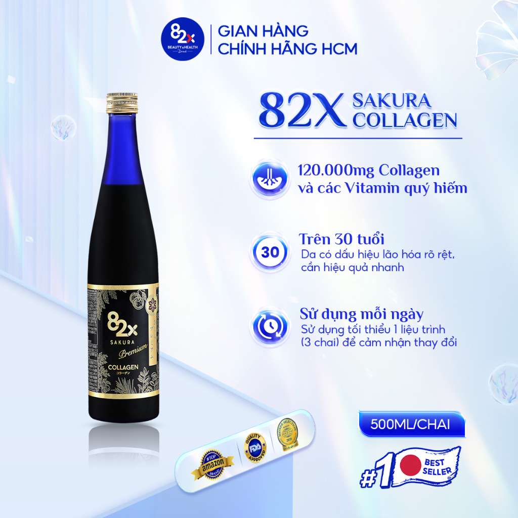 Ảnh Nước Uống Collagen Cao Cấp 82X SAKURA COLLAGEN PREMIUM Chai 500ml - Hỗ Trợ Trẻ Hoá Da, Ngừa Lão Hoá 1