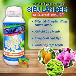 Siêu Lân Kẽm USA Chai 500ml - Phân Bón Làm Xanh Lá - Kích Rễ - Bật Mầm - Đâm Hoa - Đậu Trái