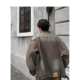 Áo Jeans Nam Nữ From Rộng Màu Nâu Wash Tua Lai, Thời Trang Unisex