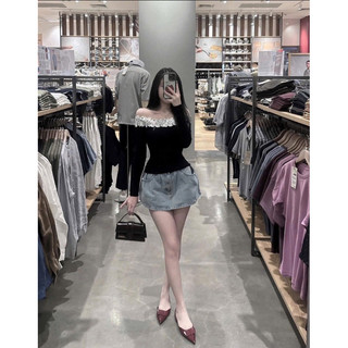 QCL1 9509 Chân váy jeans trơn xoè ngắn đang siêu hot xinh xỉu