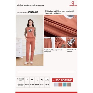 Đồ đồ nữ CARDINA chất liệu nỉ da cá kiểu dáng bo gấu phối tay raglan trẻ trung lạ mắt trẻ trung 4BNF03
