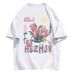 Áo Thun Nữ Cotton Tay Ngắn Dáng Rộng In Họa Tiết Nghệ Thuật Thời Trang Mùa Hè Mới Cho Nữ
