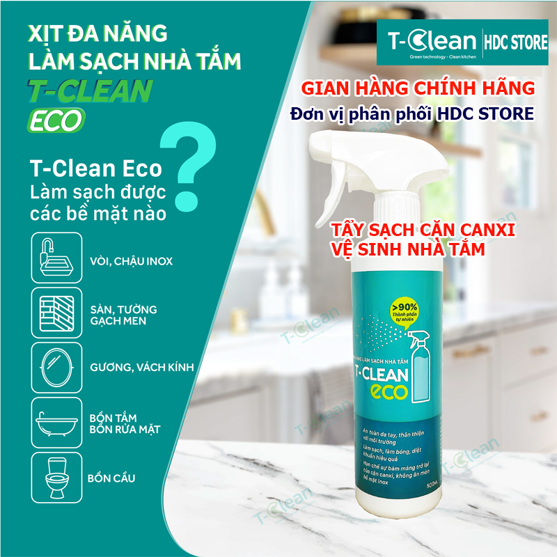 Nước tẩy đa năng làm sạch nhà tắm TClean (T-Clean), tẩy cặn canxi, sen ...