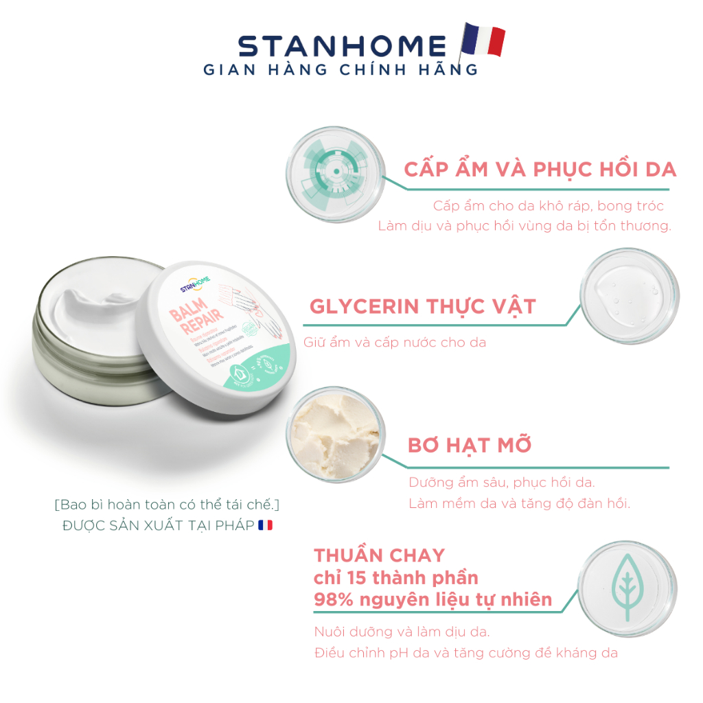 Kem Bôi Tiêu Chuẩn - Kem dưỡng ẩm Stanhome Balm Repair