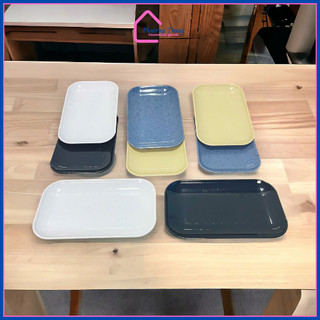 Khay (dĩa) đựng khăn lạnh hình chữ nhật nhựa Melamine màu đen/trắng/nâu/đá xanh - Phương Trang