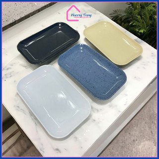 Khay (dĩa) đựng khăn lạnh hình chữ nhật nhựa Melamine màu đen/trắng/nâu/đá xanh - Phương Trang
