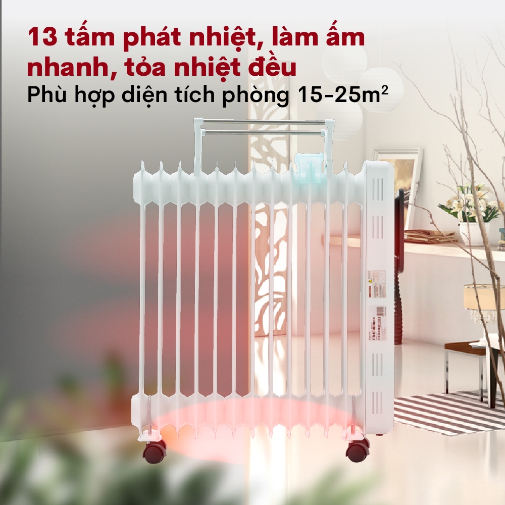 Máy sưởi dầu OH8613 Nhập Khẩu không khô da FUJIHOME, lò sưởi phòng ko đốt oxy điều khiển từ xa heaters fin