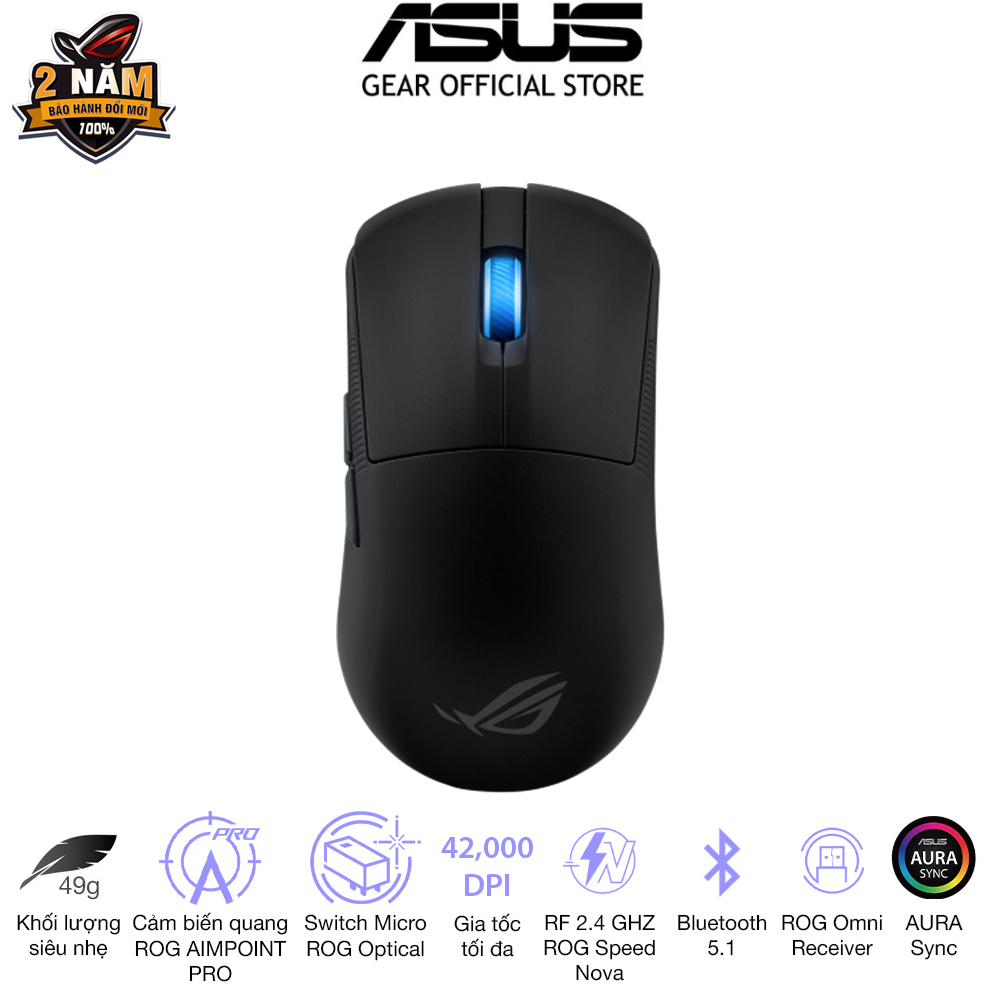 Chuột Gaming ROG Harpe Ace Mini Kết Nối Đa Năng Ba Chế Độ, Trọng Lượng Siêu Nhẹ Chỉ 49 gram