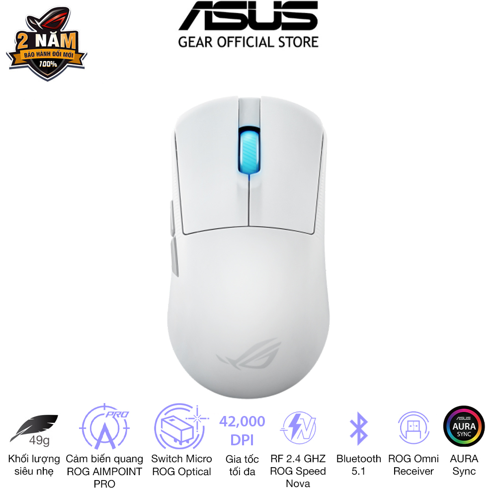 Chuột Gaming ROG Harpe Ace Mini Kết Nối Đa Năng Ba Chế Độ, Trọng Lượng Siêu Nhẹ Chỉ 49 gram