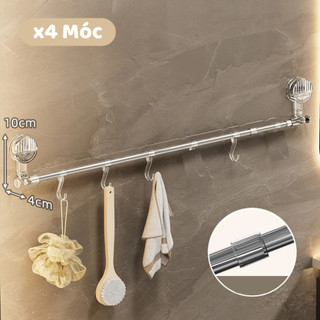 Giá Treo Khăn Mặt Điều Chỉnh Thu Gọn Ngắn Dài, Kệ Treo Dép, Kệ Treo Đồ Cốc Hút Đa Năng