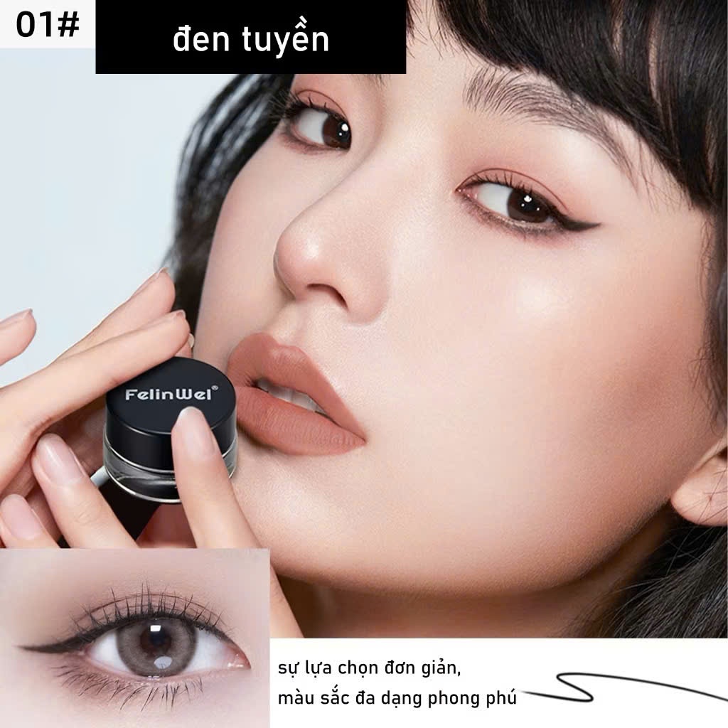 FELINWEL Hộp gel kẻ mắt gồm 2 màu nâu và đen chống nước không trôi | NHÍM HOUSE