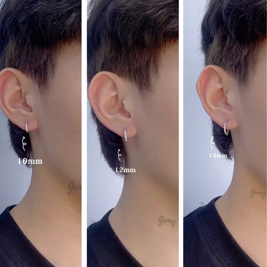 Khuyên tai tròn nam bạc 925 đính đá phong cách unisex Egan (1 chiếc) | GEMY SILVER KN82