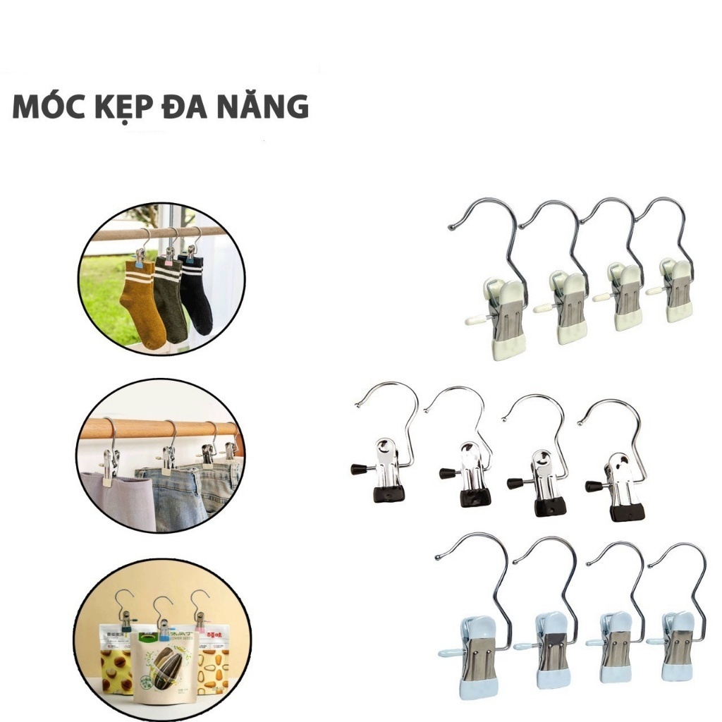 Ảnh Combo 50 móc kẹp quần áo đa năng, treo quần áo, móc treo đồ đa năng bằng thép không rỉ, tiết kiệm diện tích 1