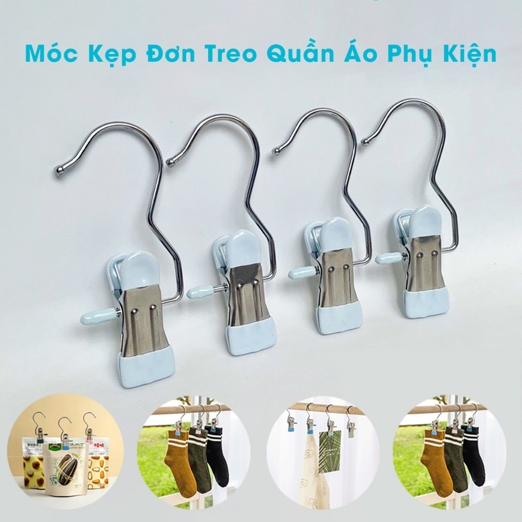 Ảnh Combo 50 móc kẹp quần áo đa năng, treo quần áo, móc treo đồ đa năng bằng thép không rỉ, tiết kiệm diện tích 2