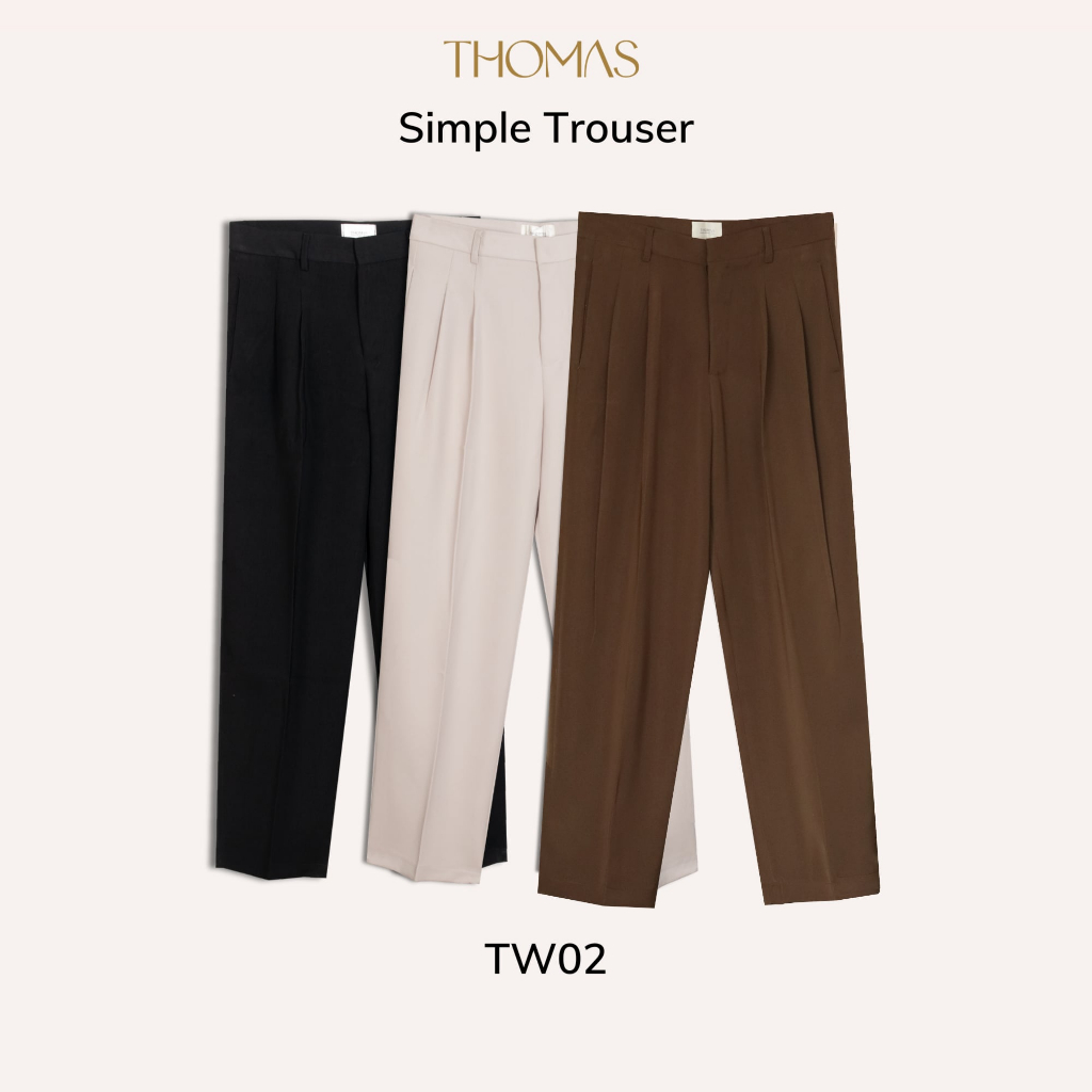 Quần Âu Nam Ống Suông Đứng Vải Thái Kháng Nhăn THOMAS Simple Trouser Ẩn Cúc Không Cần Là Ủi Thomas Stu TW02