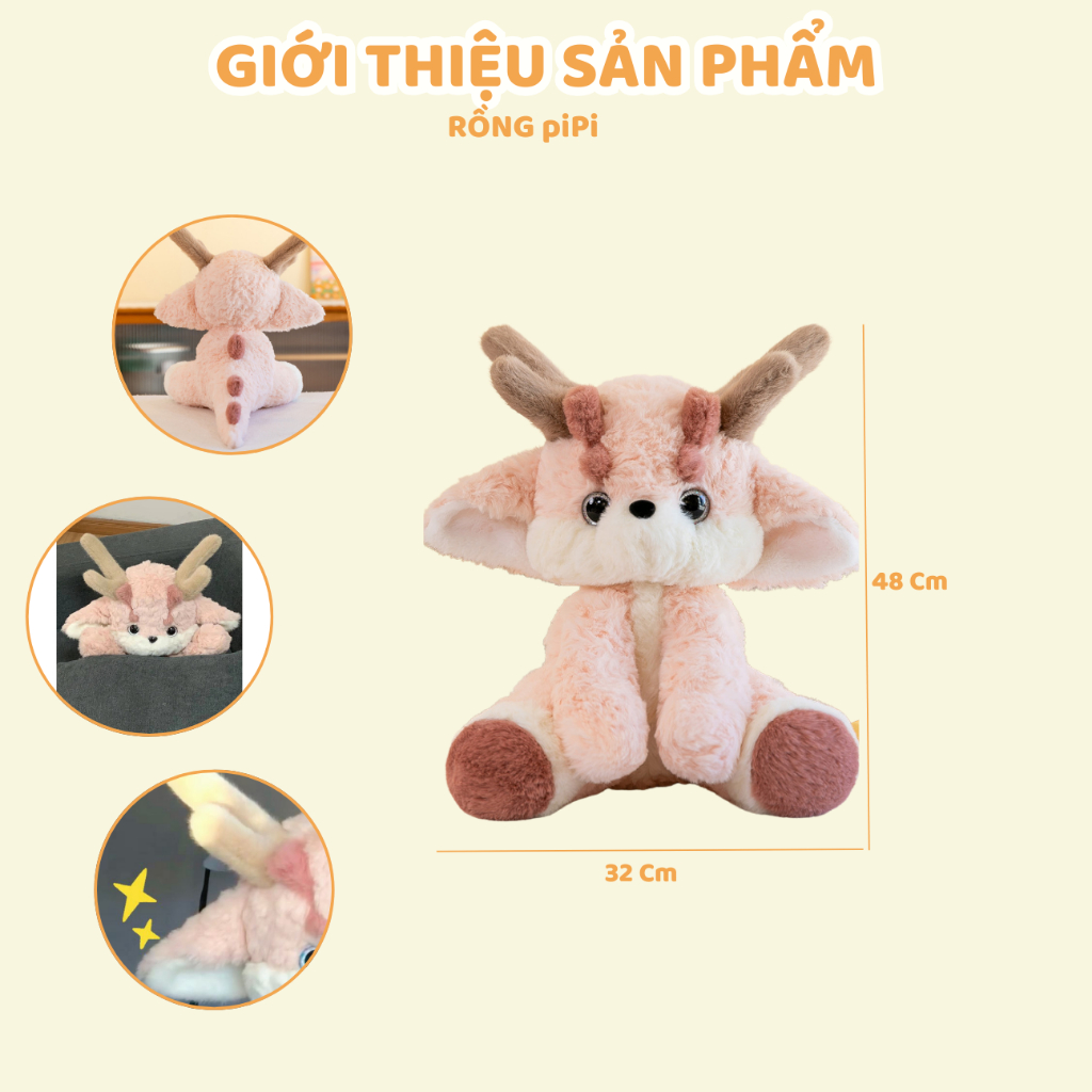 [ TẶNG VÀ VIẾT THIỆP ] Gấu Bông Rồng PiPi Đáng Yêu Tuần Lộc Bông Cute Món Quà TặngCho Bạn Gái Cho Bé Ngày Noel,Sinh Nhật