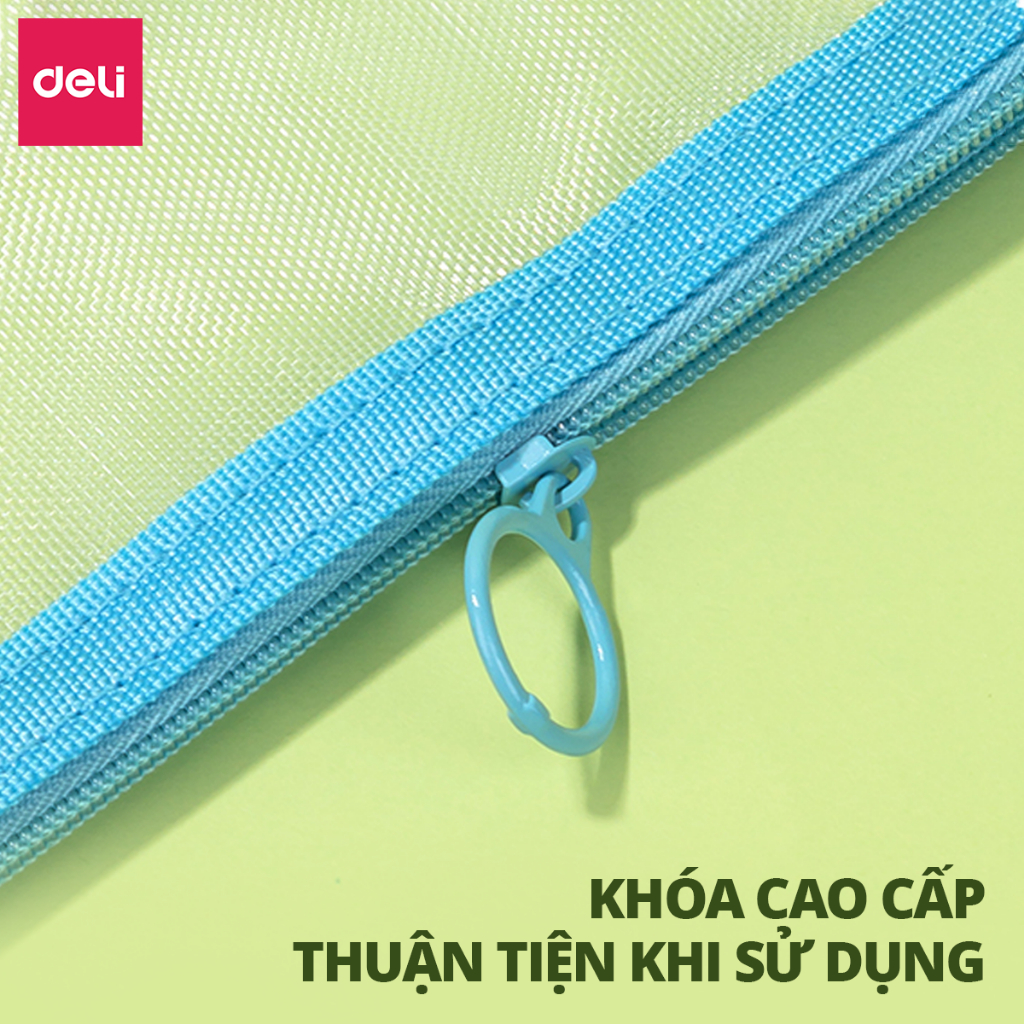 Túi Đựng Bút, Bóp Viết Lưới Pastel Trong Suốt Deli - Kích Thước A5 - Hộp Bút Chống Thấm Nước, Sức Chứa Lớn Cho Học Sinh