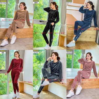 Bộ tuyết nhung nữ CARDINA Nhật Bản, bộ mặc nhà cao cấp thiết kế phong cách thể thao, sang trọng, trẻ trung
