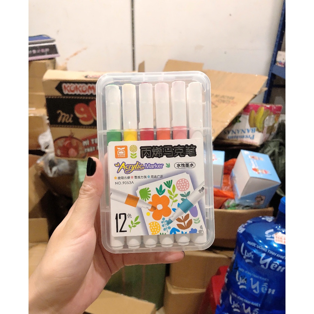 Bút Màu Acrylic Marker 12/24/36/48/60 Màu Cao Cấp Màu Sắc Tươi Sáng