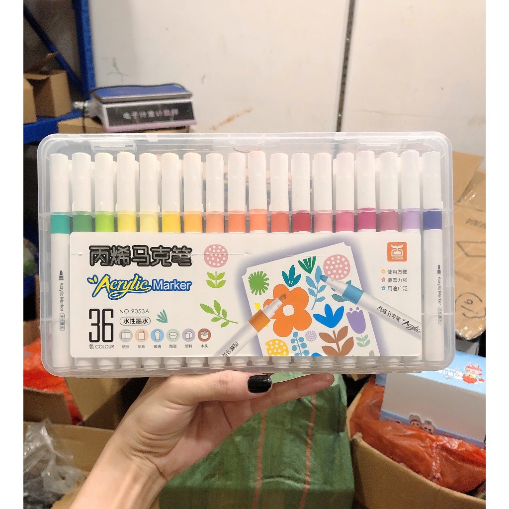 Bút Màu Acrylic Marker 12/24/36/48/60 Màu Cao Cấp Màu Sắc Tươi Sáng