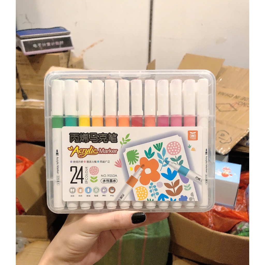 Bút Màu Acrylic Marker 12/24/36/48/60 Màu Cao Cấp Màu Sắc Tươi Sáng