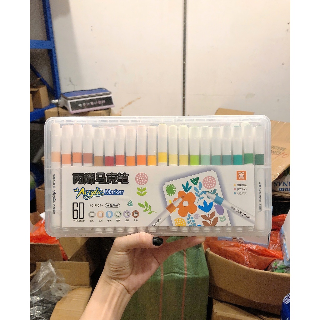 Bút Màu Acrylic Marker 12/24/36/48/60 Màu Cao Cấp Màu Sắc Tươi Sáng