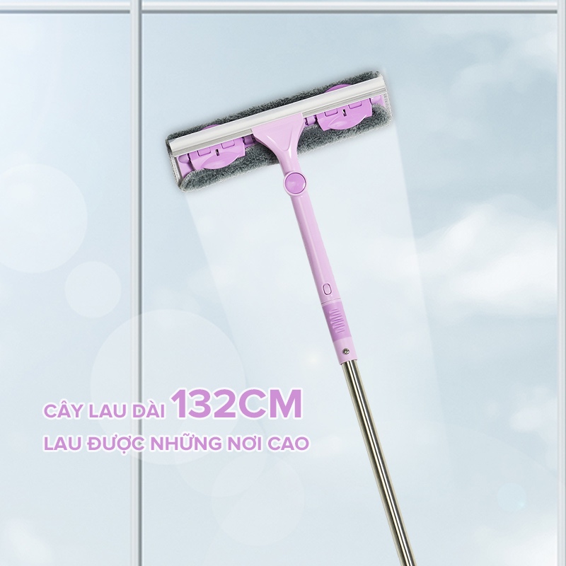 Cây Lau Kính, Gạt Chùi Kính Đa Năng 2 Trong 1 MyJae Cán Dài Uốn Xoay Chống Trơn Trượt
