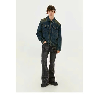 Áo Khoác Jeans Denim Màu Wash Phối Dây Kéo Túi Kiểu, Thời Trang Unisex