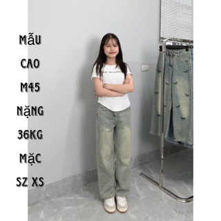 SUÔNG NẤM LÙN) QUẦN JEANS NỮ ỐNG SUÔNG TRƠN WASH BỤI DÀNH CHO NẤM LÙN ( 9 tấc) dưới m53