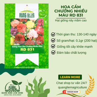 Hạt Giống Hoa Cẩm Chướng Nhiều Màu RADO 831 (Gói 0,1gram~200 Hạt) Rạng Đông, Nhiều Màu