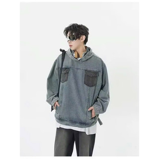 Áo Hoodie Jeans Túi Kiểu From Rộng Thời Trang Unisex
